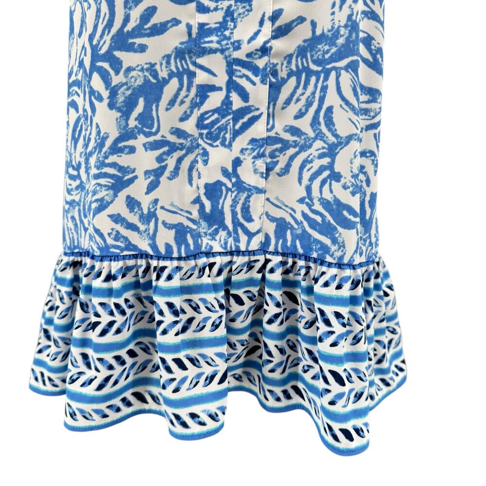 Lilly Pulitzer NWT Gramercy Resort White Blue Print Sleeveless Top Peplum Tank - Picture 6 of 11